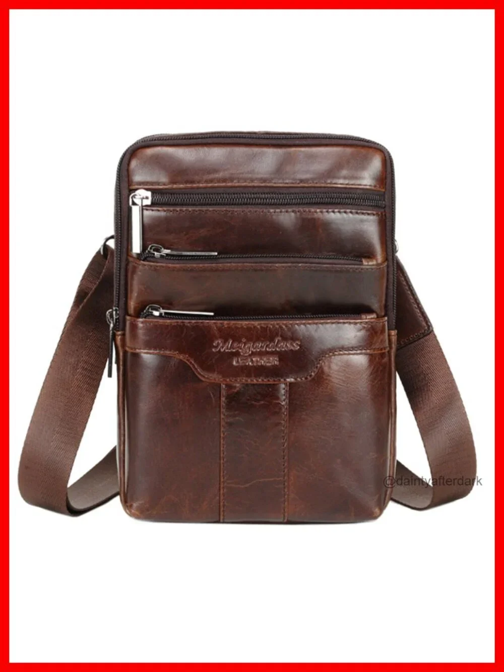 Genuine Leather Small Sling Crossbody Messenger Bag for Men Women Travel